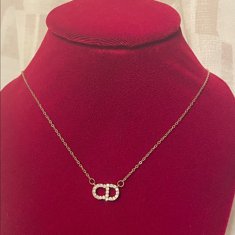 Gold-Tone Crystal Double-Loop Pendant Necklace - Women Jewelry